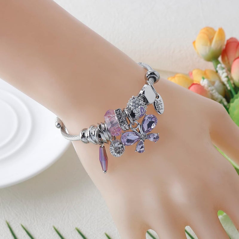 DS Charm Bracelets for girls,exquisite cute cartoon friendship bracelets Silver Stainless Steel Bangle with birthday Gift box, Adjustable girls jewelry Suitable for holiday gifts - Image 4